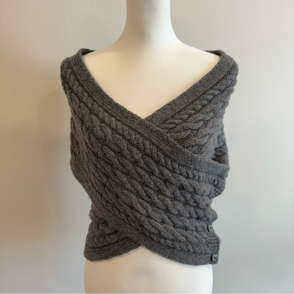 NWT Fisherman Out of Ireland Crossover Wrap - Grey - Picture 2 of 8